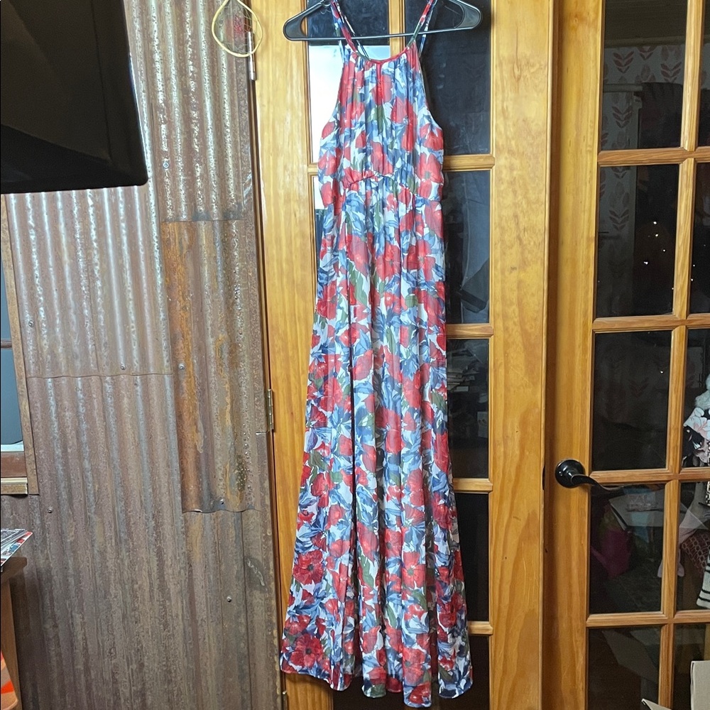 Pea In The Pod Floral Halter Maxi Dress, Size S